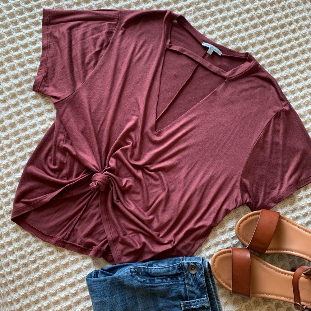 Charlotte Russe v neck cut out tie top